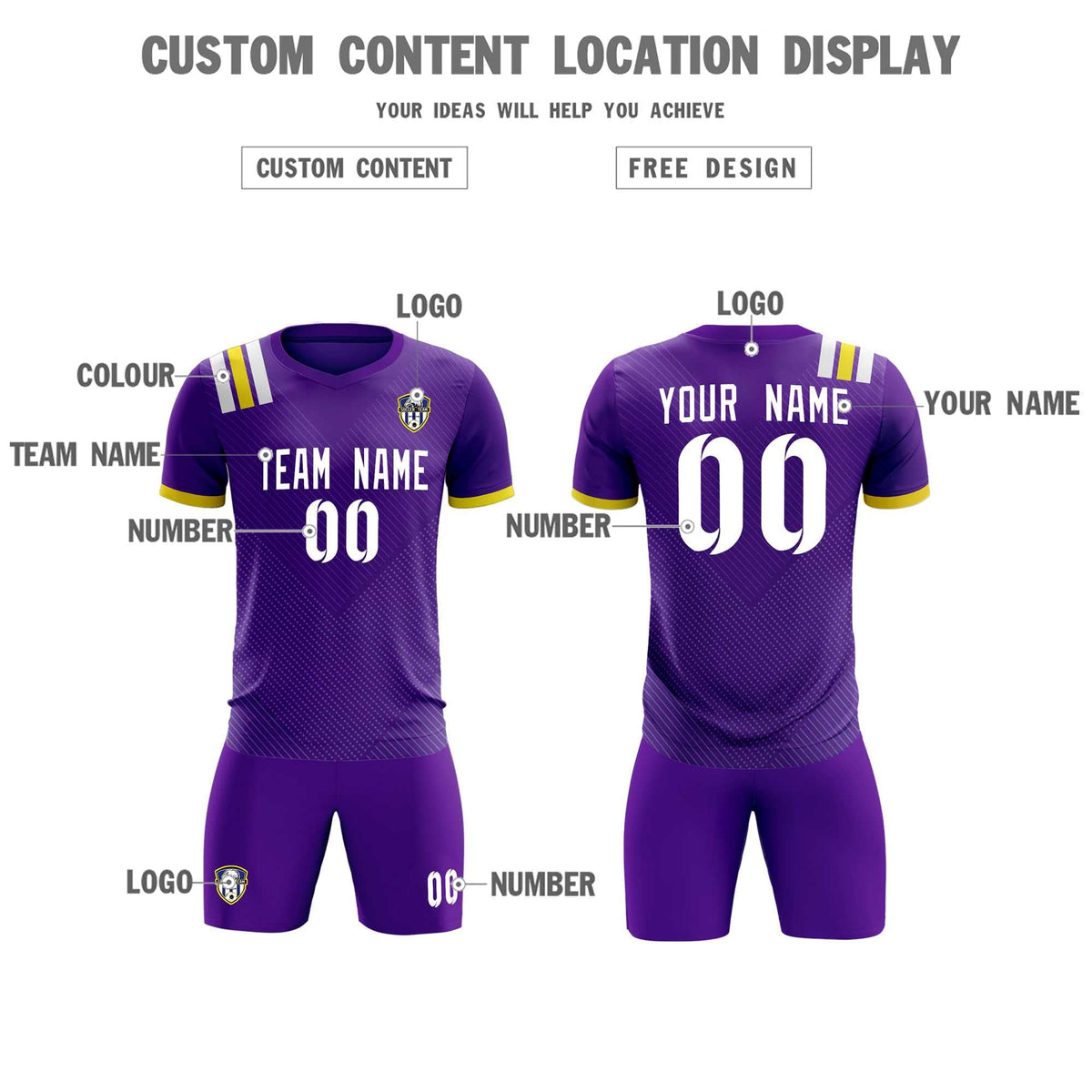 Custom Purple Striped Sportswear Football Kit Jersey For Adults
