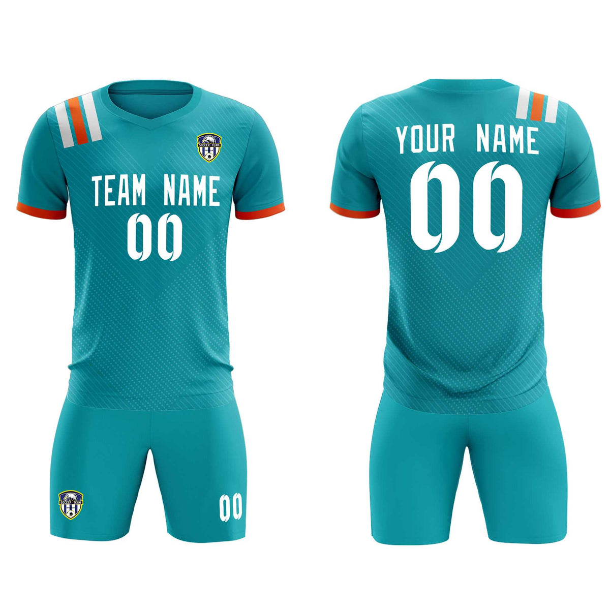 Custom Aqua Striped Sportswear Football Kit Jersey For Adults