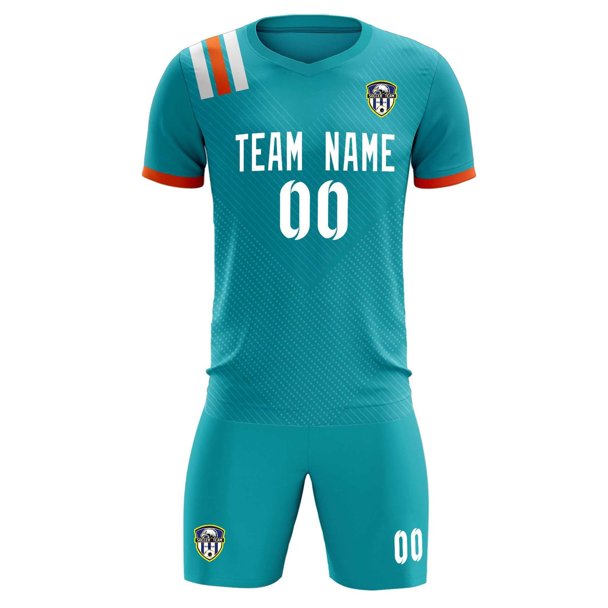 Custom Aqua Striped Sportswear Football Kit Jersey For Adults