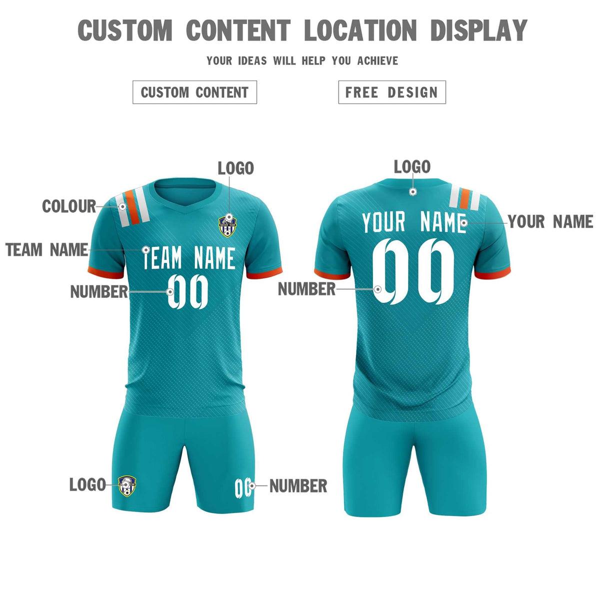 Custom Aqua Striped Sportswear Football Kit Jersey For Adults