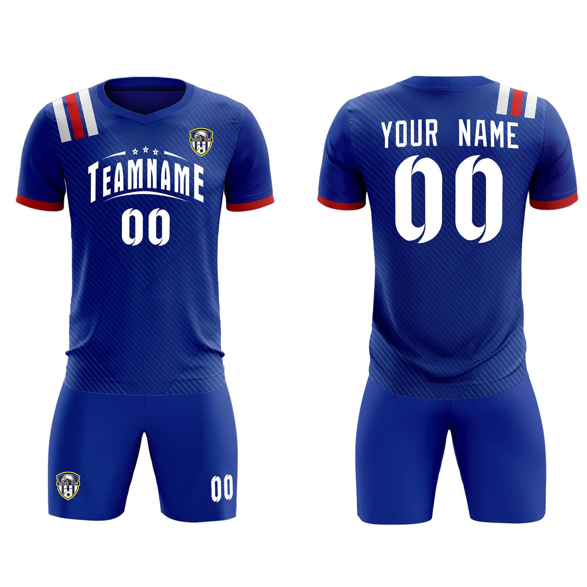 Custom Royal Striped Sportswear Football Kit Jersey For Adults