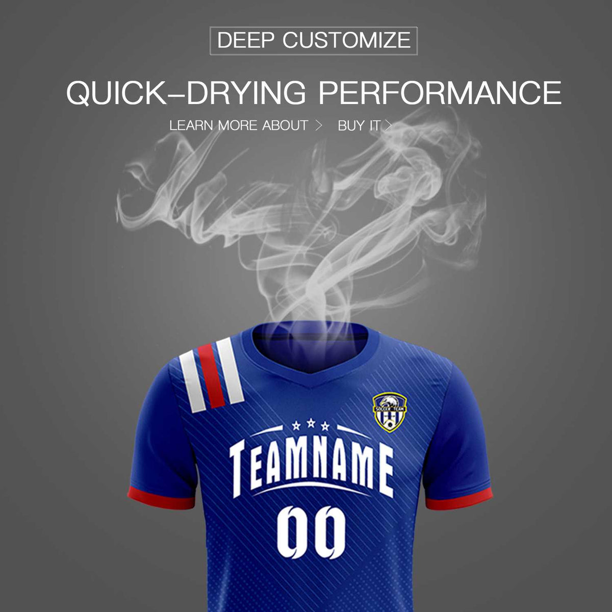 Custom Royal Striped Sportswear Football Kit Jersey For Adults