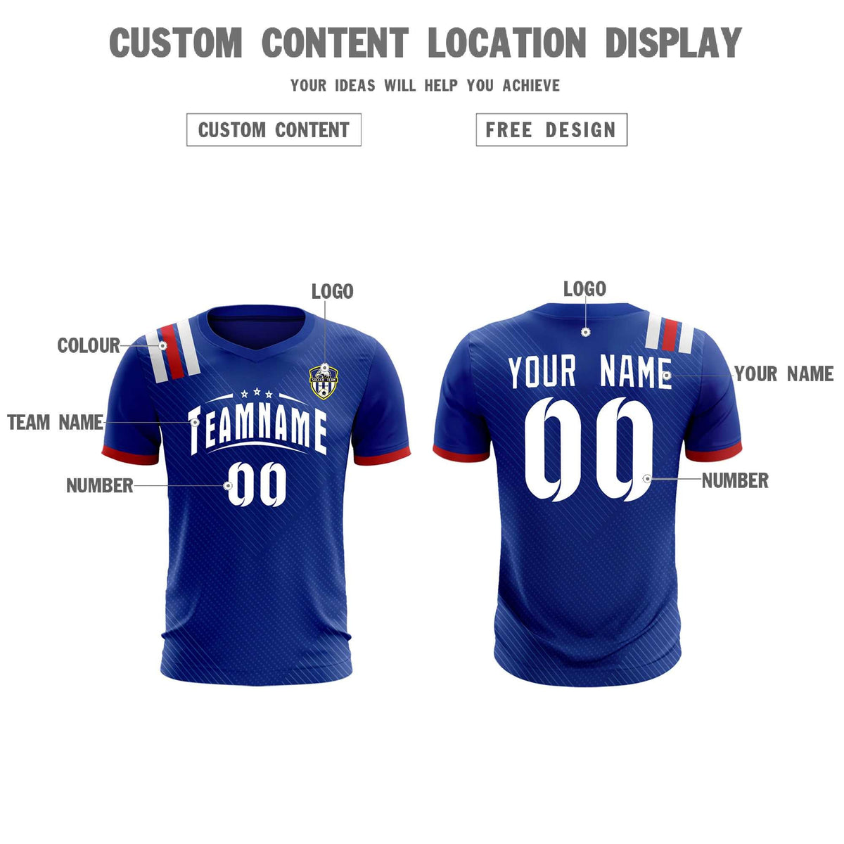 Custom Royal Striped Sportswear Football Kit Jersey For Adults