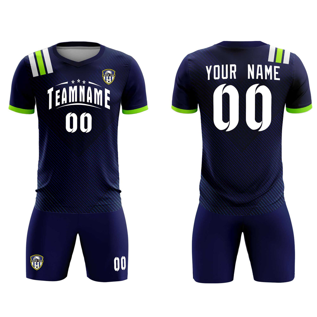 Custom Navy Striped Sportswear Football Kit Jersey For Adults