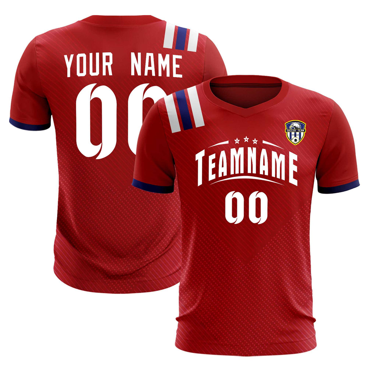 Custom Red Striped Sportswear Football Kit Jersey For Adults