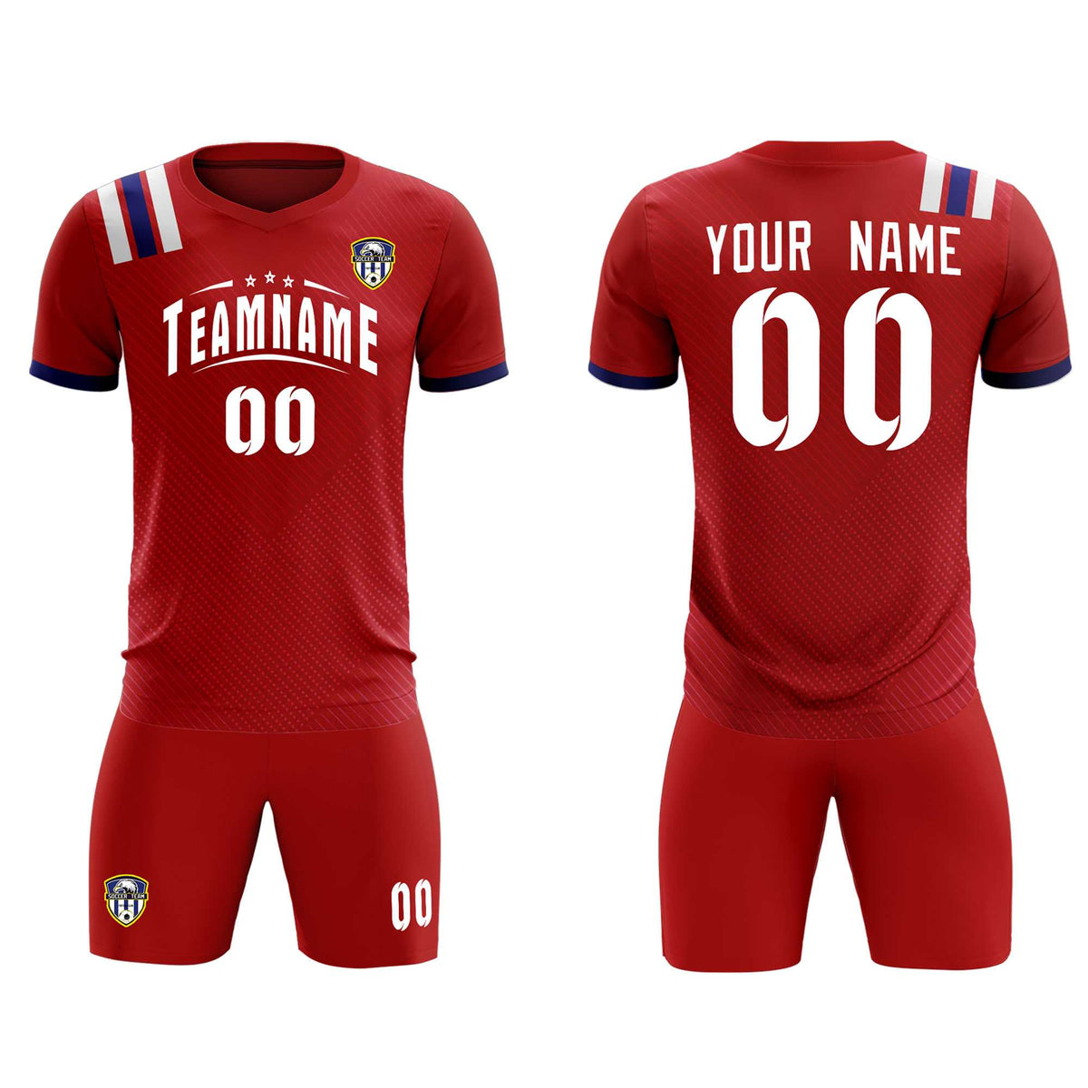 Custom Red Striped Sportswear Football Kit Jersey For Adults