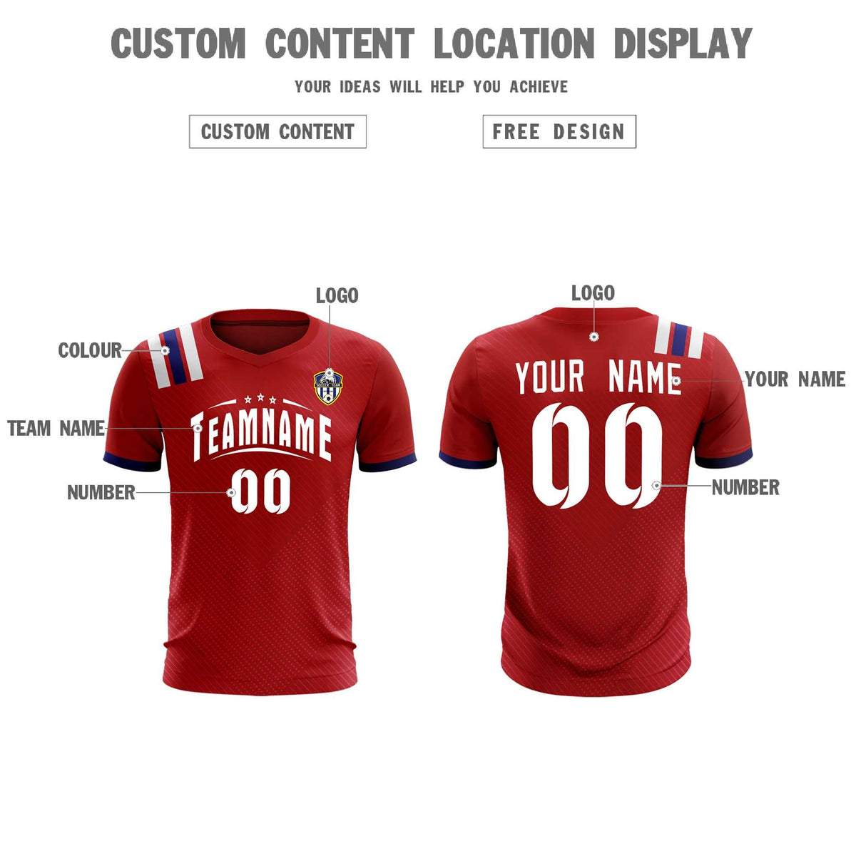 Custom Red Striped Sportswear Football Kit Jersey For Adults