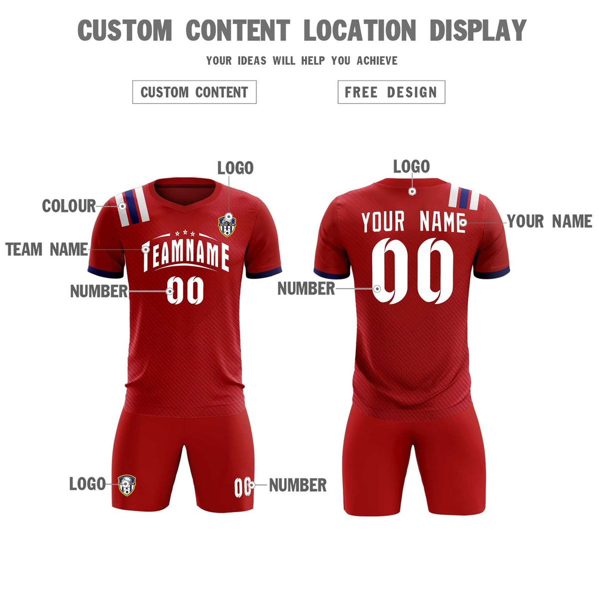 Custom Red Striped Sportswear Football Kit Jersey For Adults