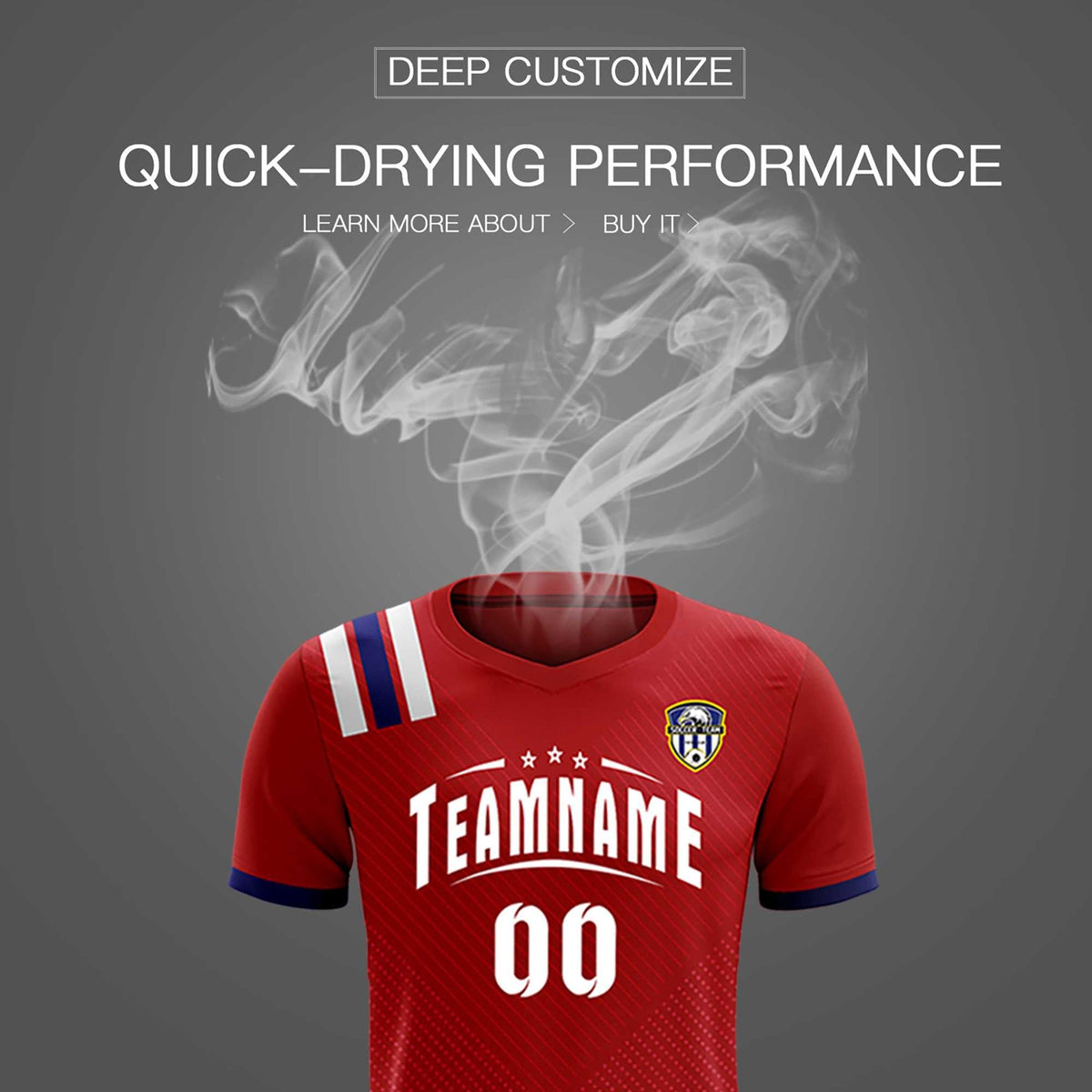 Custom Red Striped Sportswear Football Kit Jersey For Adults