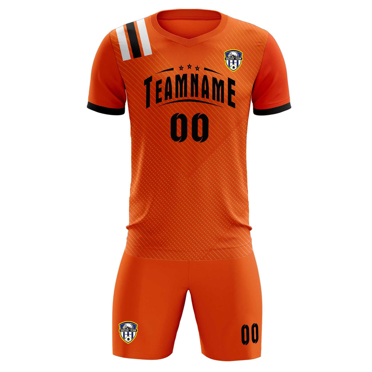 Custom Orange Striped Sportswear Football Kit Jersey For Adults