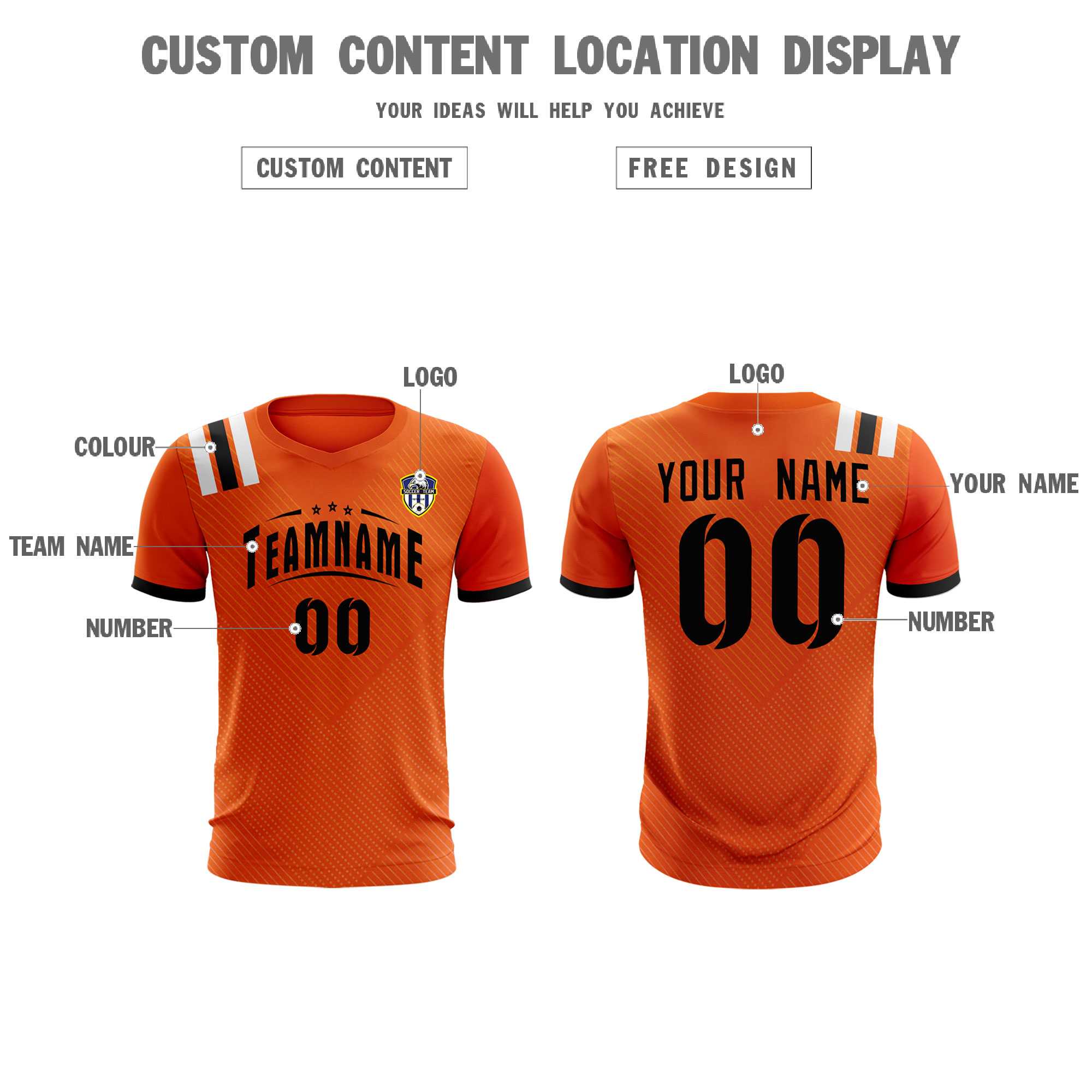 Custom Orange Striped Sportswear Football Kit Jersey For Adults
