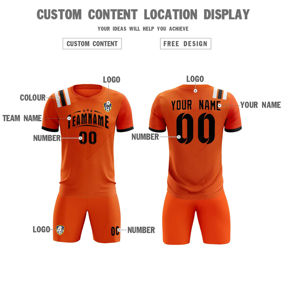Custom Orange Striped Sportswear Football Kit Jersey For Adults