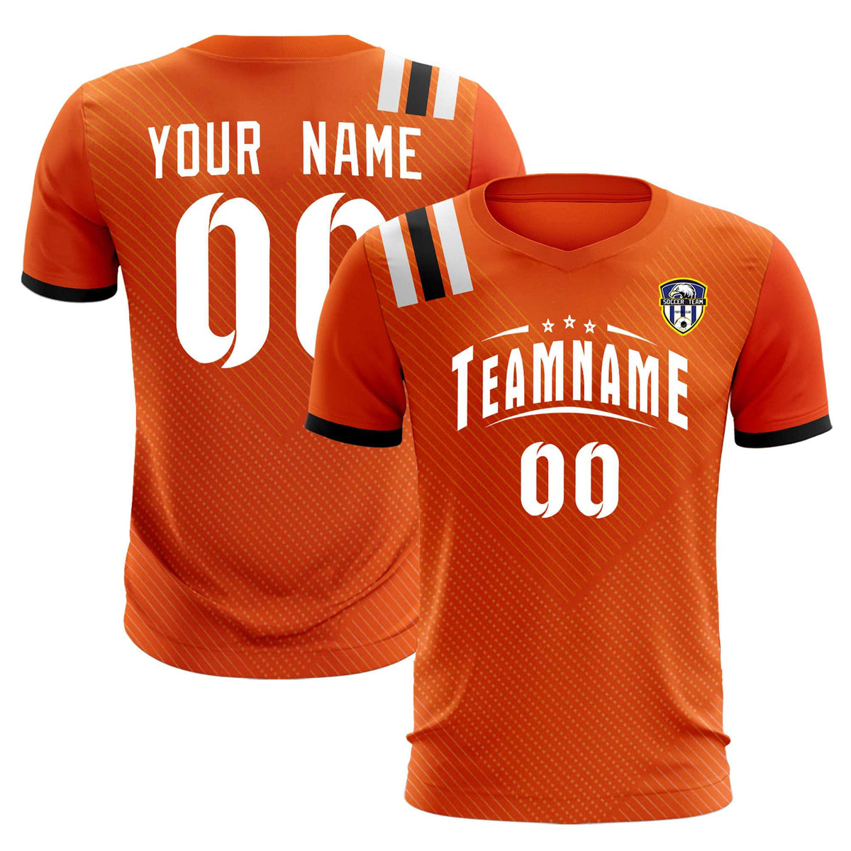 Custom Orange Striped Sportswear Football Kit Jersey For Adults