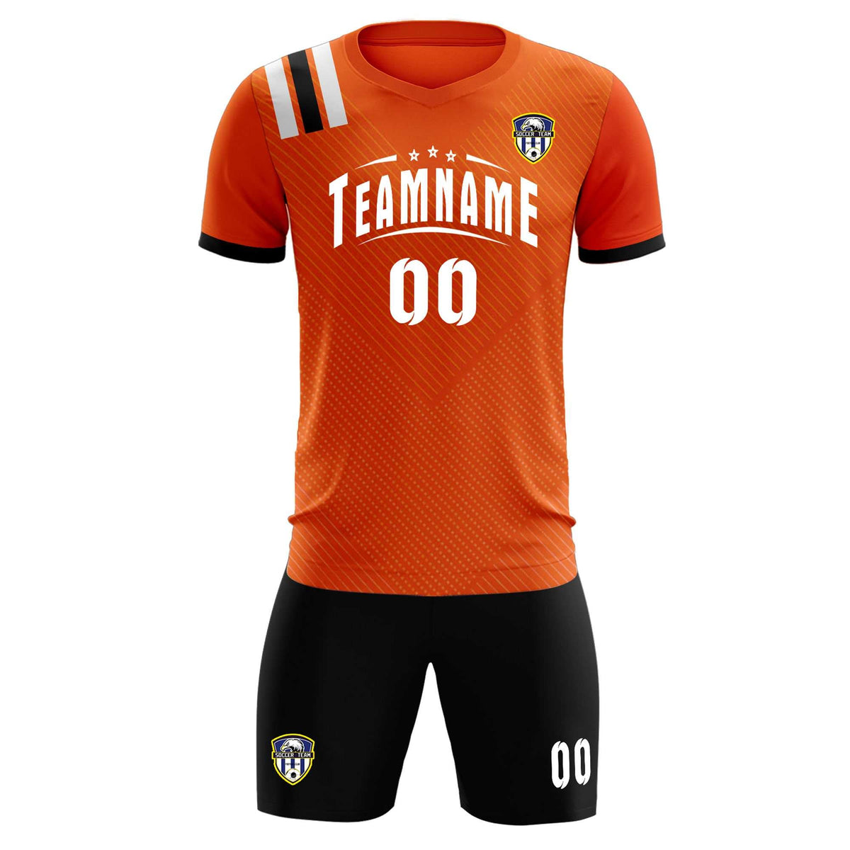 Custom Orange Striped Sportswear Football Kit Jersey For Adults