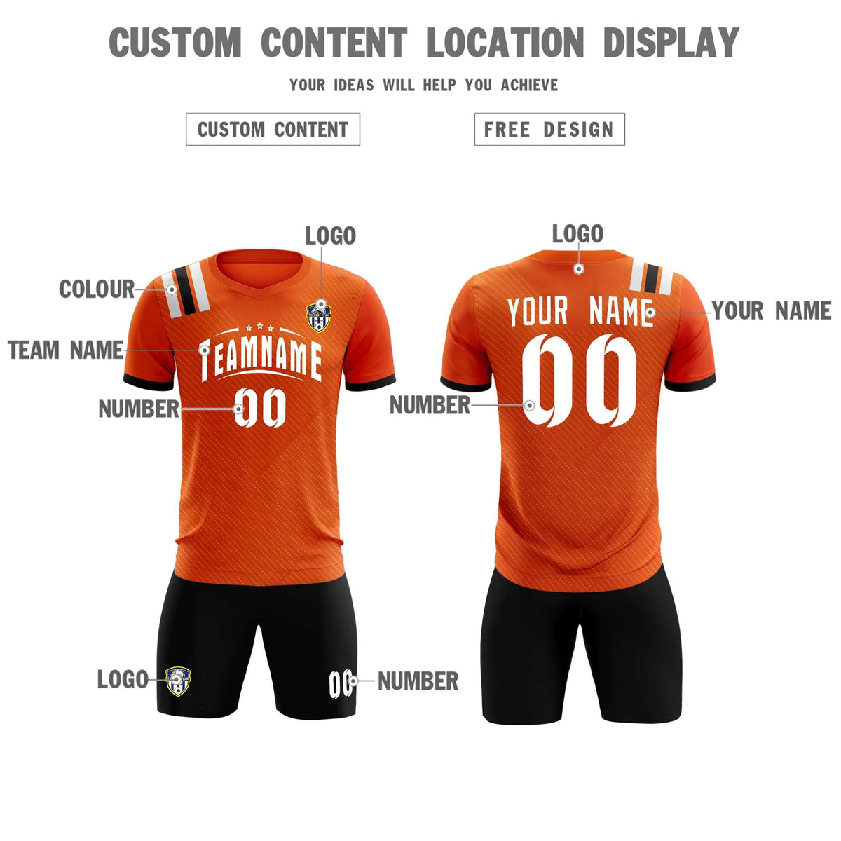 Custom Orange Striped Sportswear Football Kit Jersey For Adults