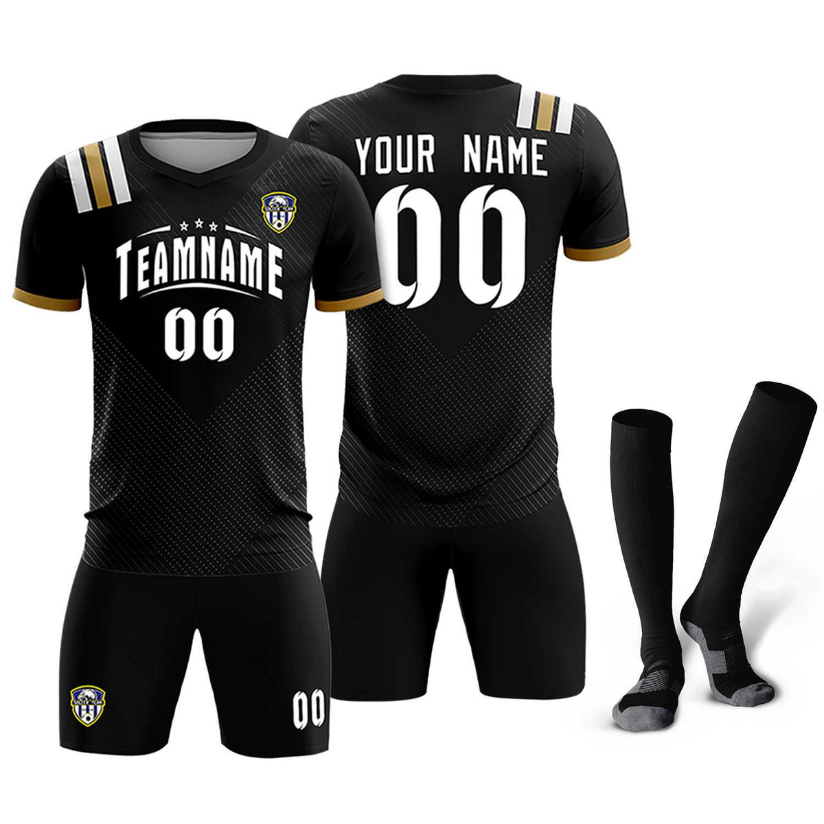Custom Black Striped Sportswear Football Kit Jersey For Adults