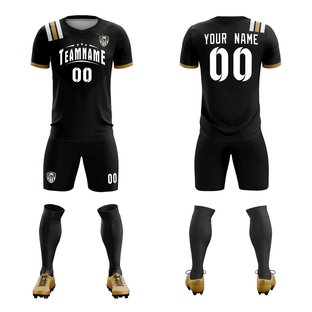 Custom Black Striped Sportswear Football Kit Jersey For Adults