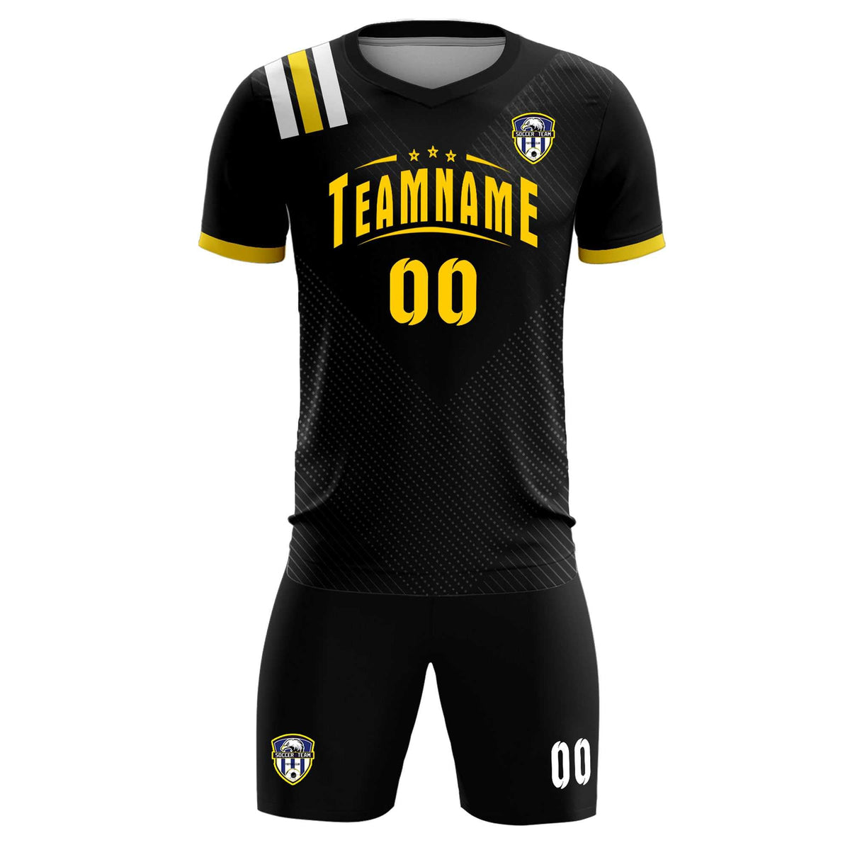 Custom Black Striped Sportswear Football Kit Jersey For Adults