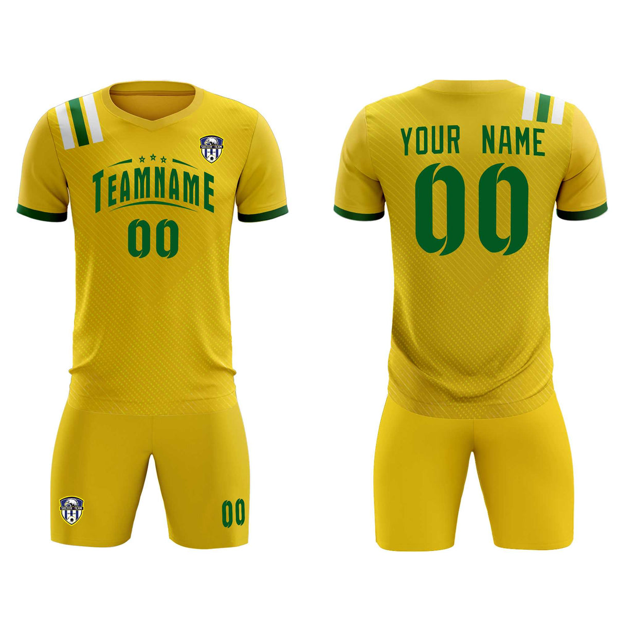 Custom Gold Striped Sportswear Football Kit Jersey For Adults