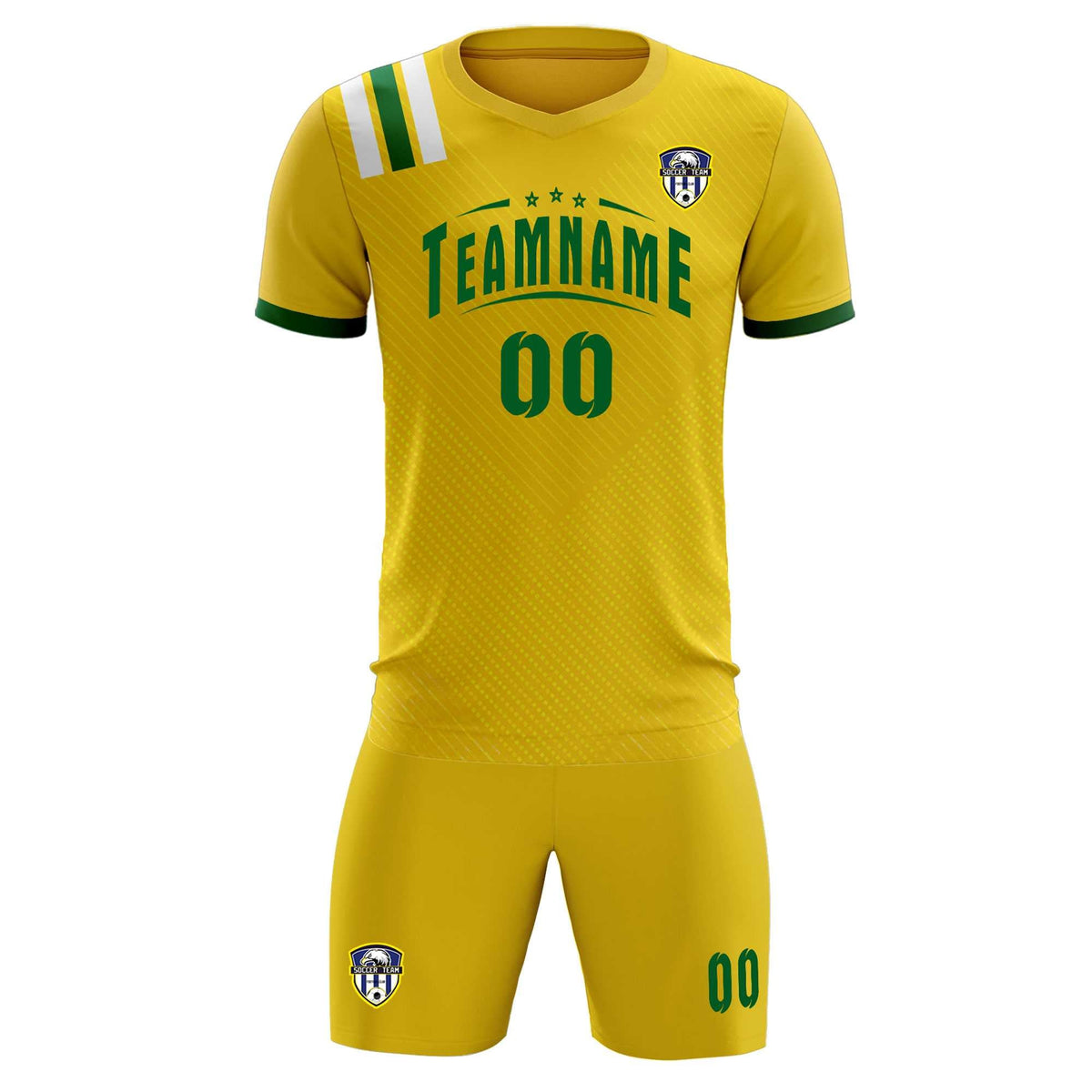 Custom Gold Striped Sportswear Football Kit Jersey For Adults