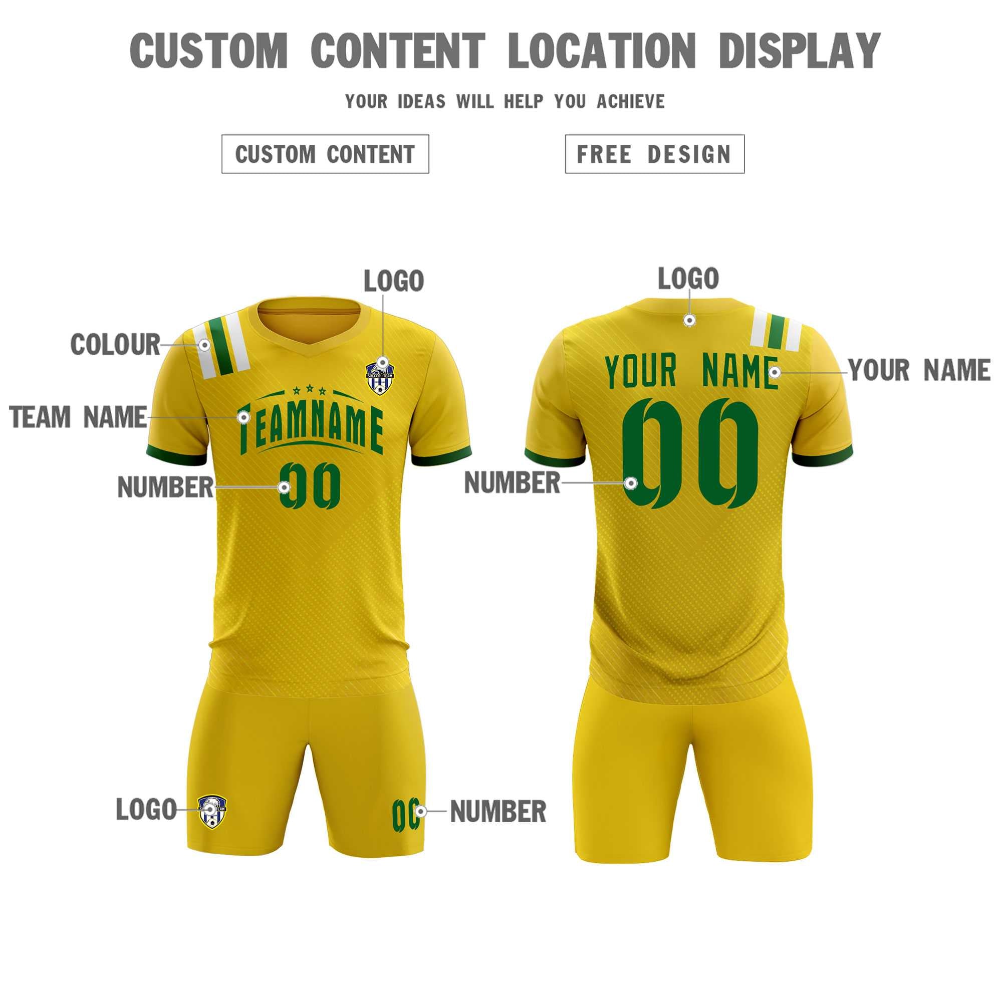Custom Gold Striped Sportswear Football Kit Jersey For Adults