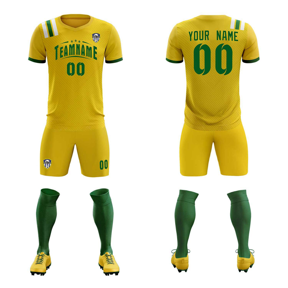 Custom Gold Striped Sportswear Football Kit Jersey For Adults