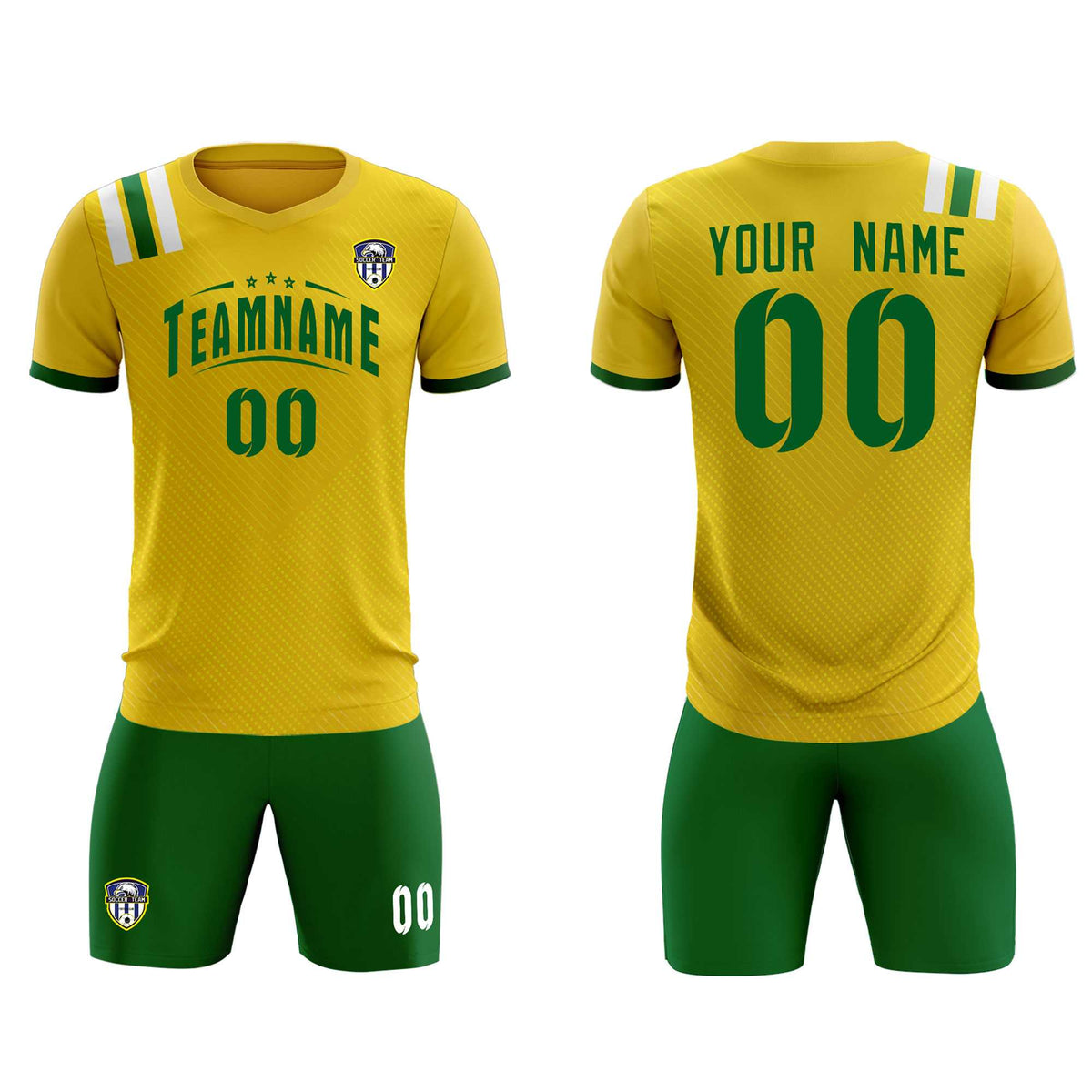 Custom Gold Striped Sportswear Football Kit Jersey For Adults