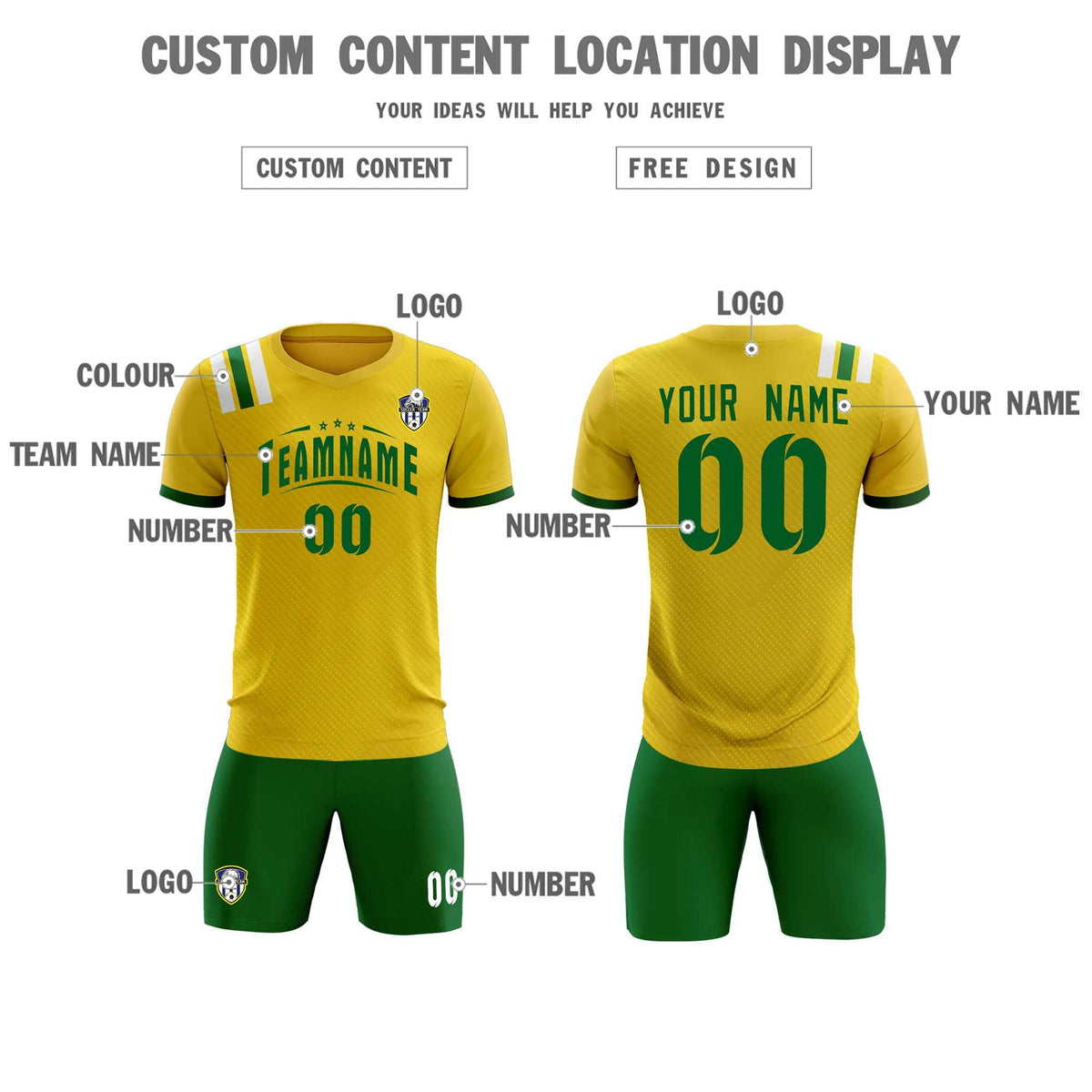 Custom Gold Striped Sportswear Football Kit Jersey For Adults