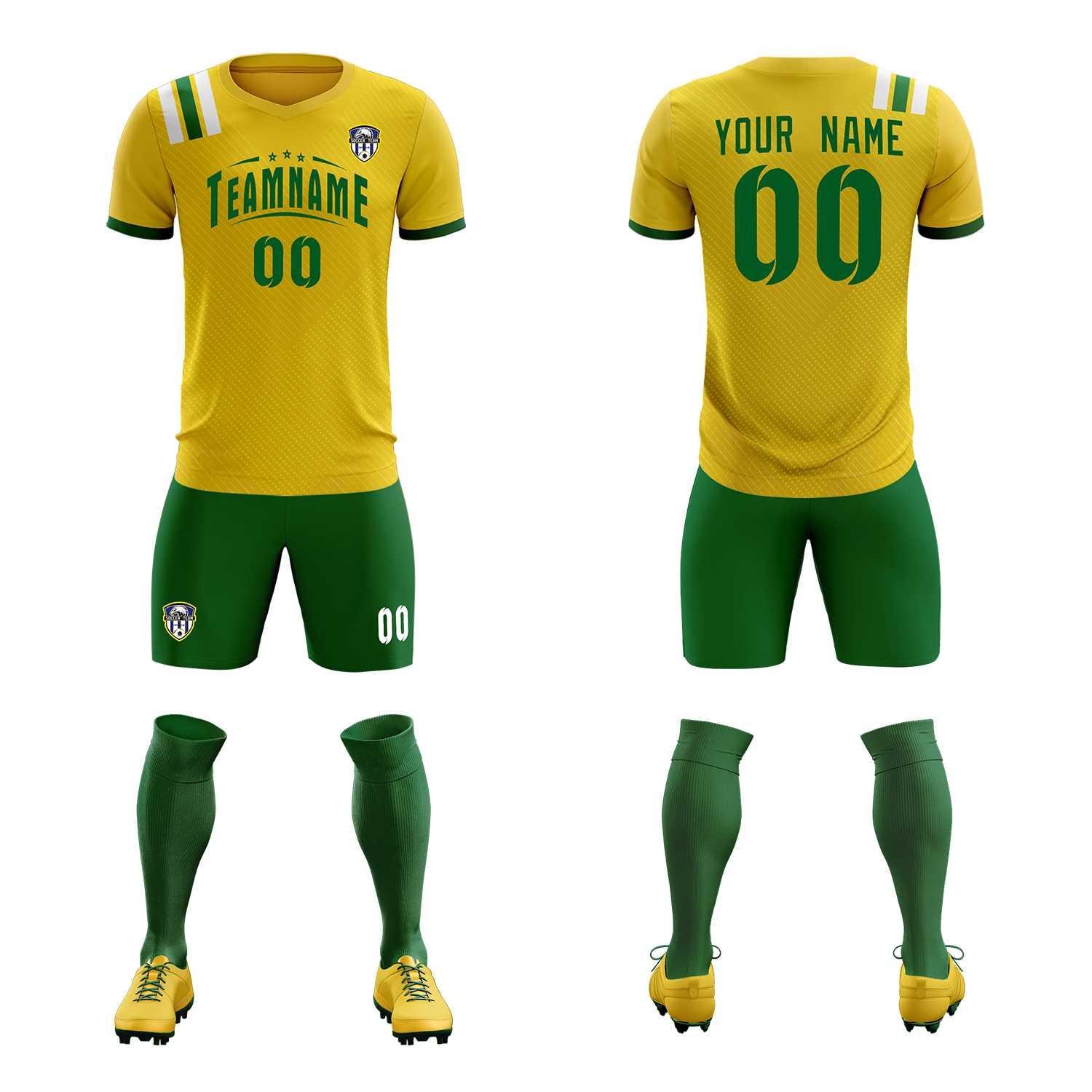 Custom Gold Striped Sportswear Football Kit Jersey For Adults