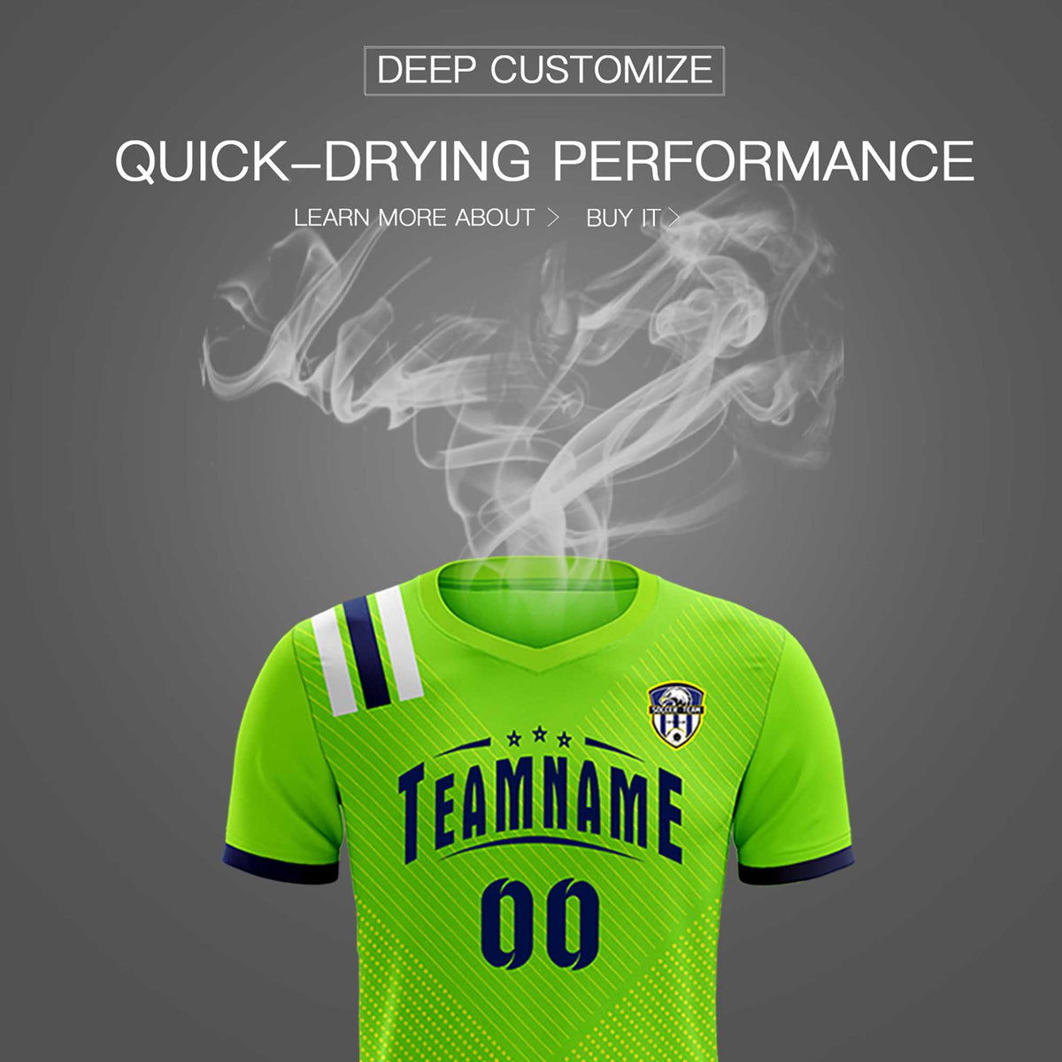 Custom Neon Green Striped Sportswear Football Kit Jersey For Adults