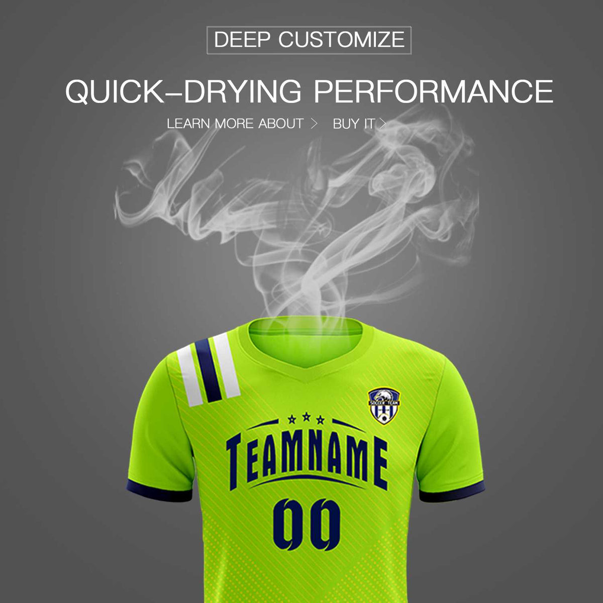Custom Neon Green Striped Sportswear Football Kit Jersey For Adults