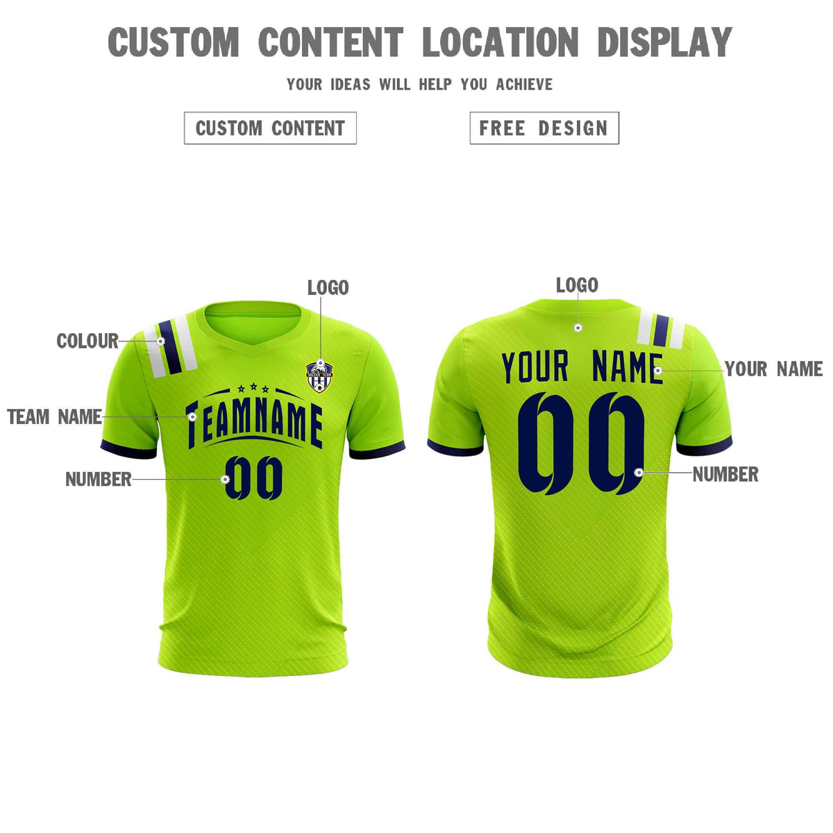 Custom Neon Green Striped Sportswear Football Kit Jersey For Adults