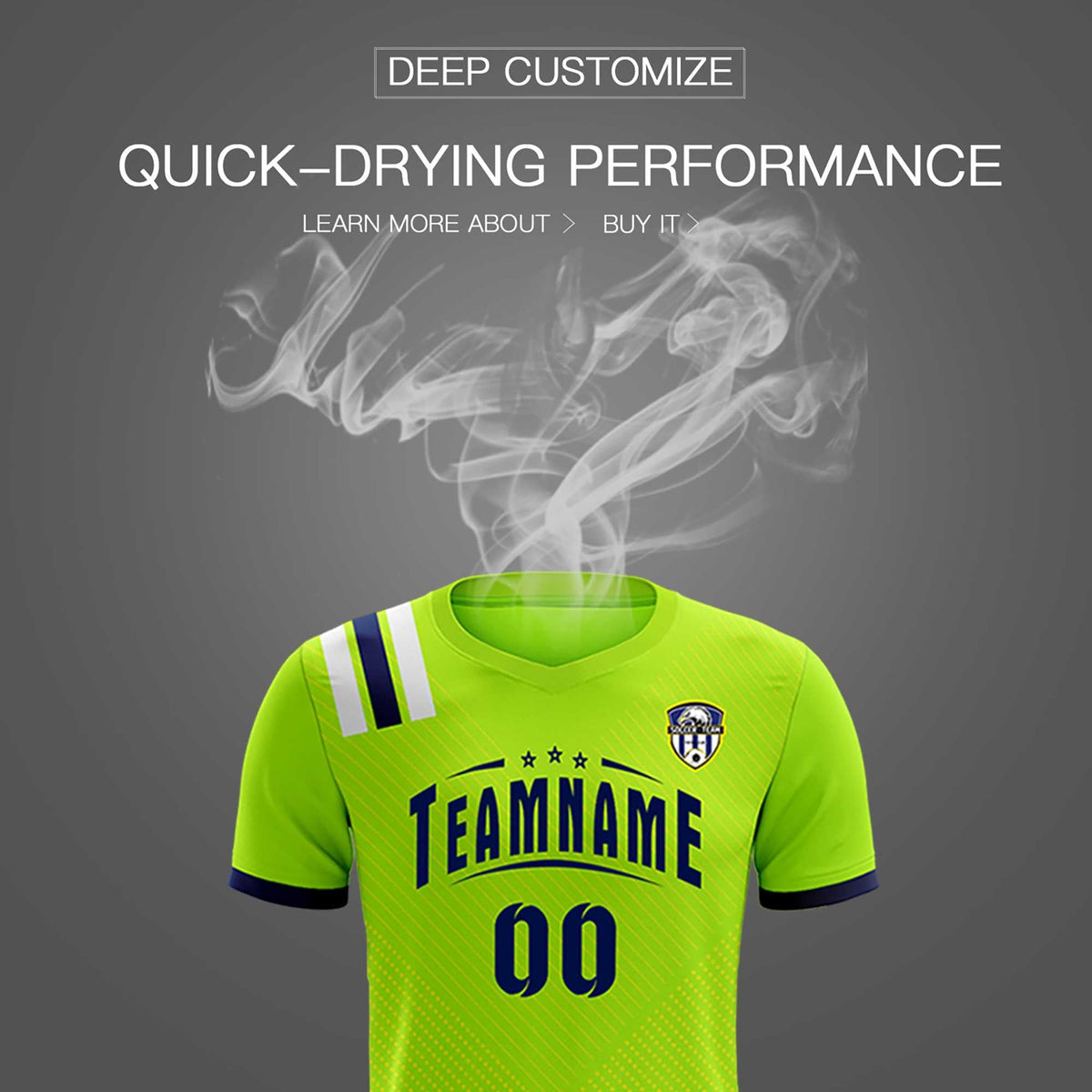 Custom Neon Green Striped Sportswear Football Kit Jersey For Adults