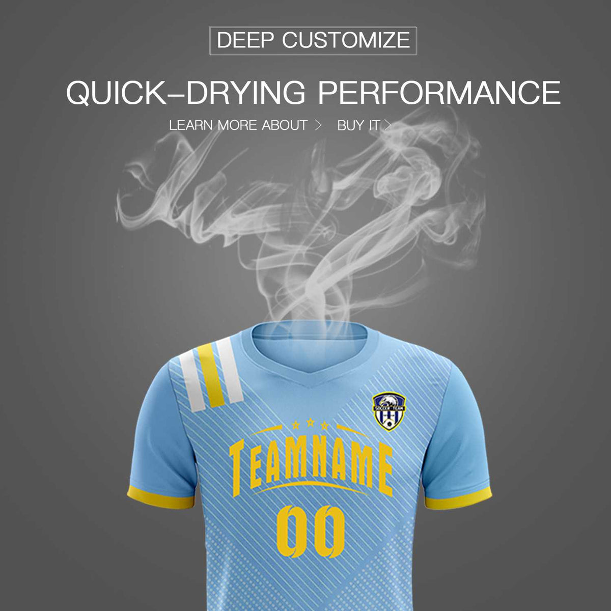 Custom Light Blue Striped Sportswear Football Kit Jersey For Adults