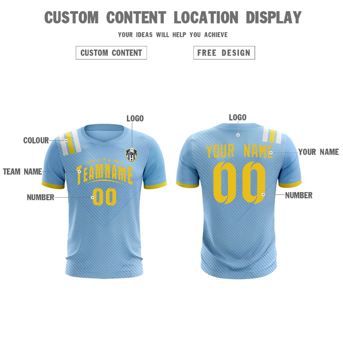 Custom Light Blue Striped Sportswear Football Kit Jersey For Adults
