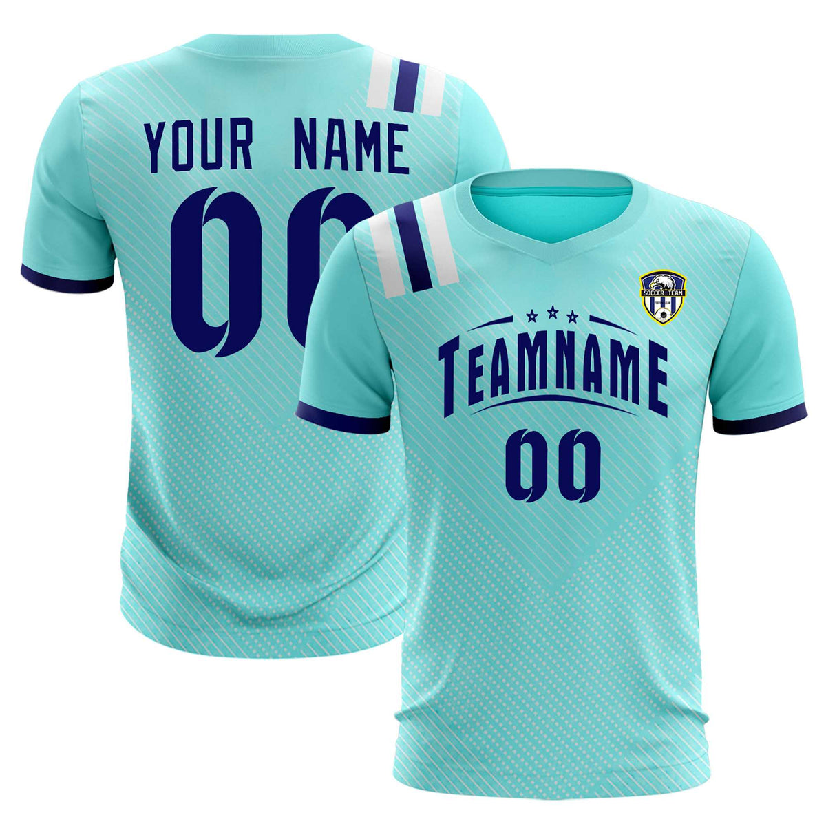 Custom Sky Blue Striped Sportswear Football Kit Jersey For Adults