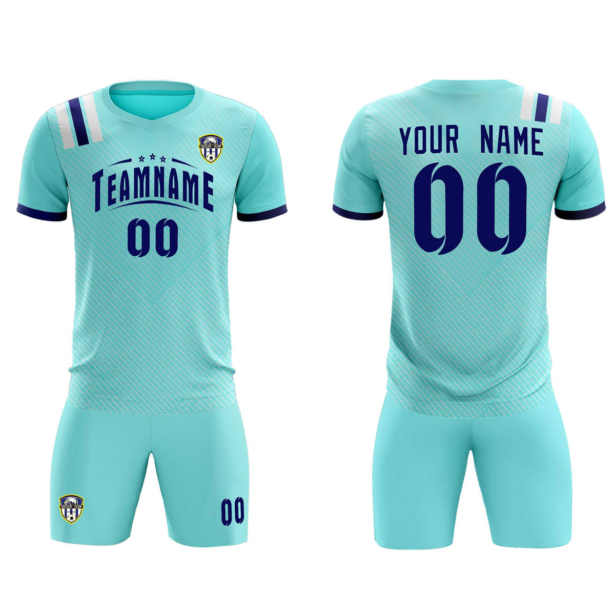 Custom Sky Blue Striped Sportswear Football Kit Jersey For Adults