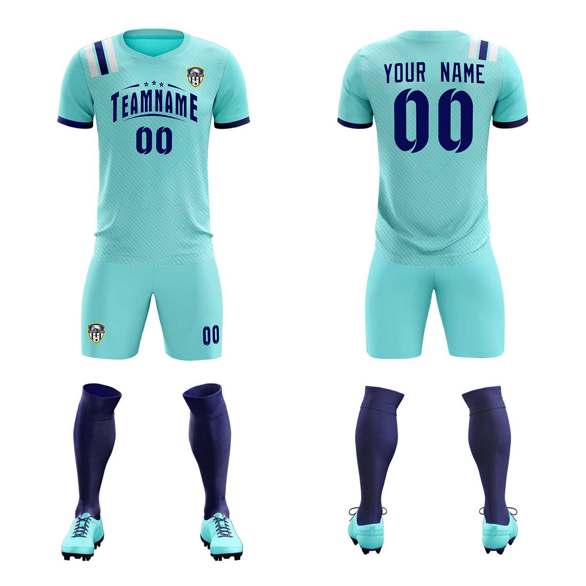 Custom Sky Blue Striped Sportswear Football Kit Jersey For Adults