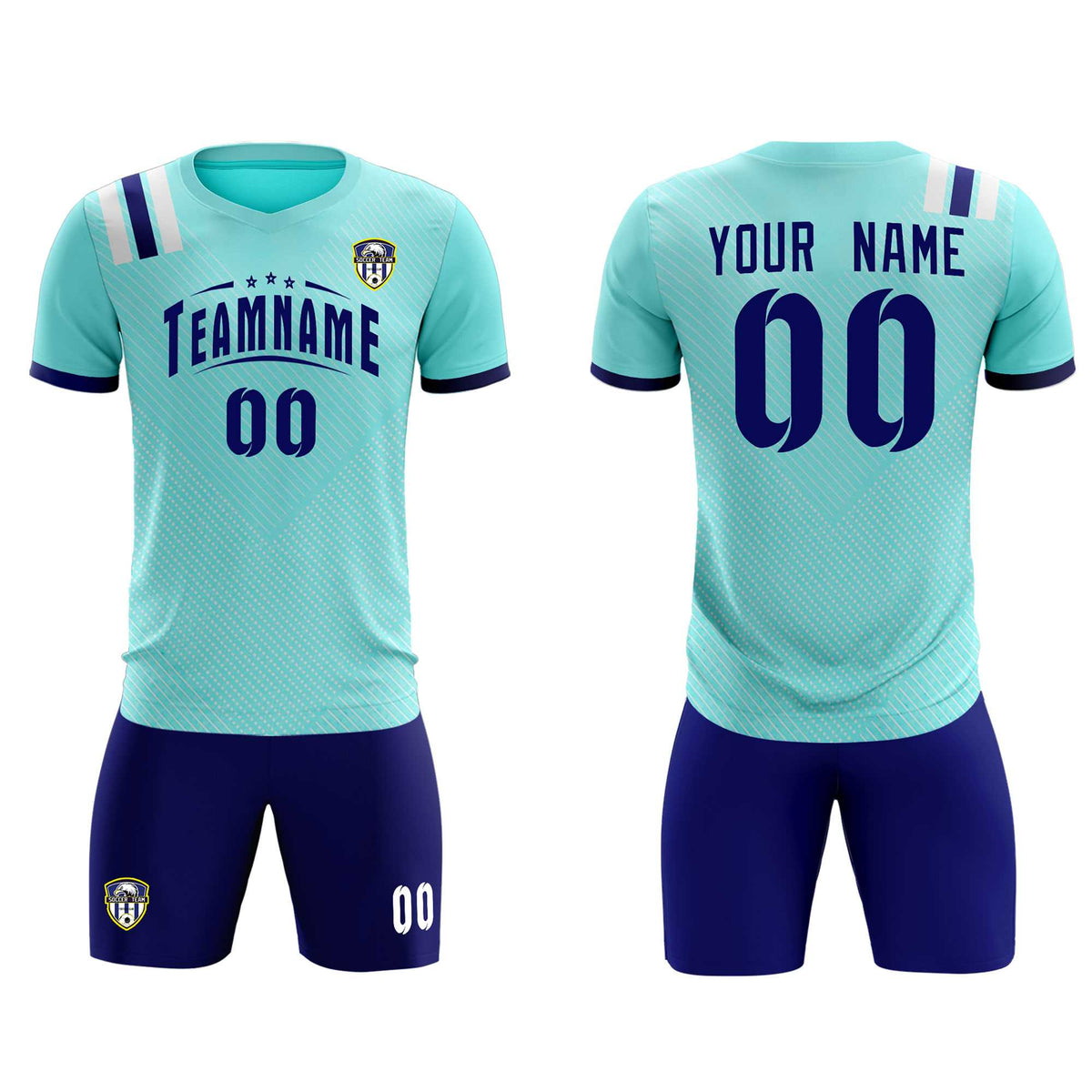 Custom Sky Blue Striped Sportswear Football Kit Jersey For Adults