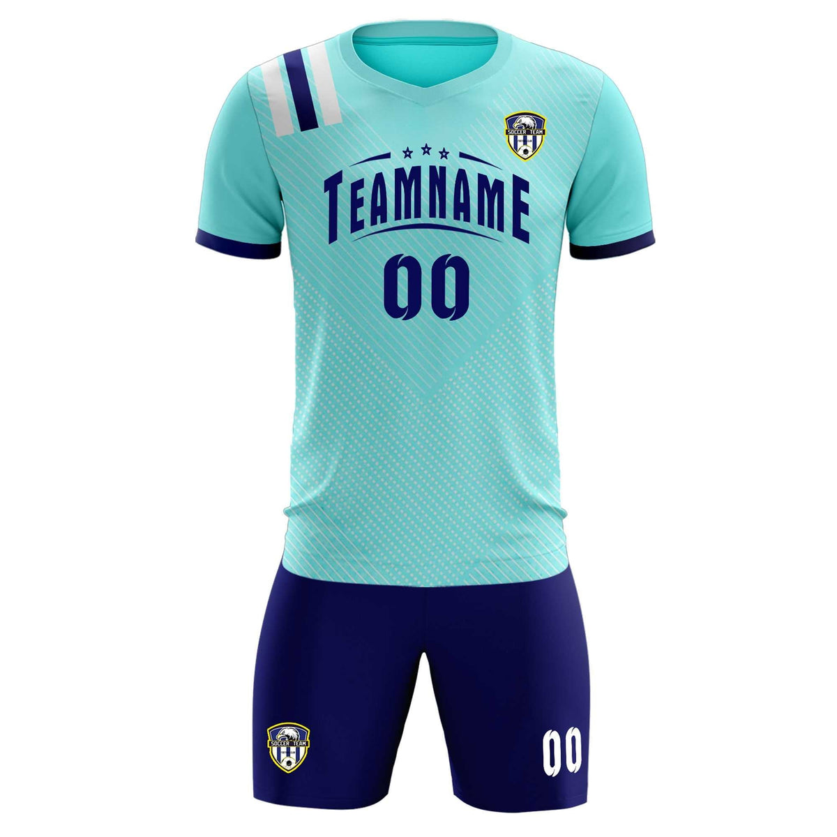 Custom Sky Blue Striped Sportswear Football Kit Jersey For Adults