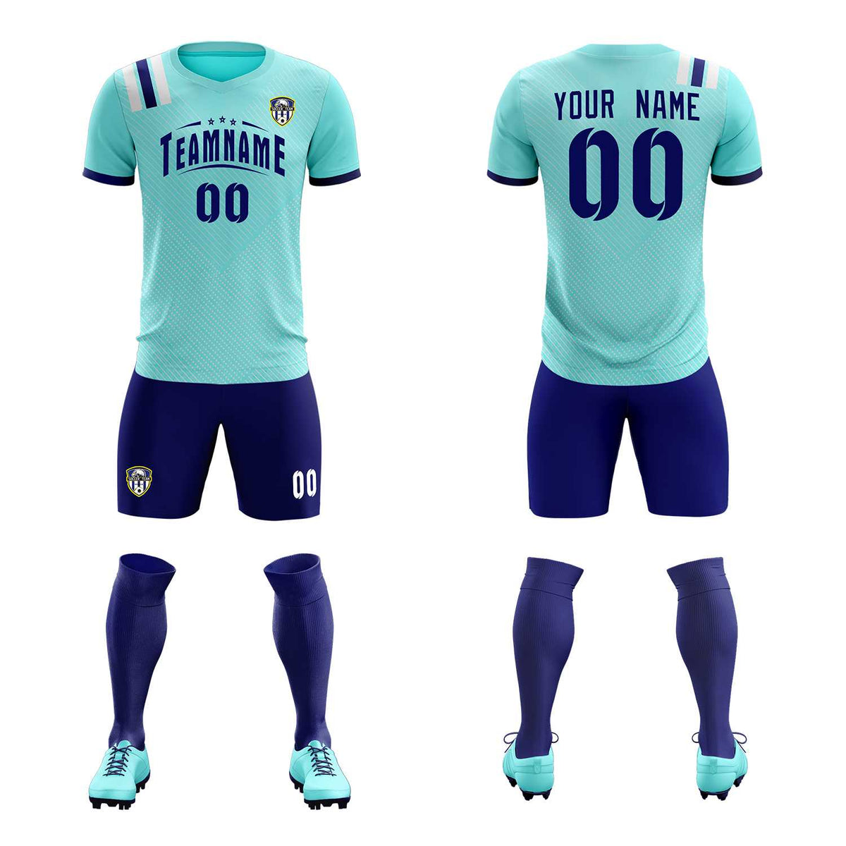 Custom Sky Blue Striped Sportswear Football Kit Jersey For Adults