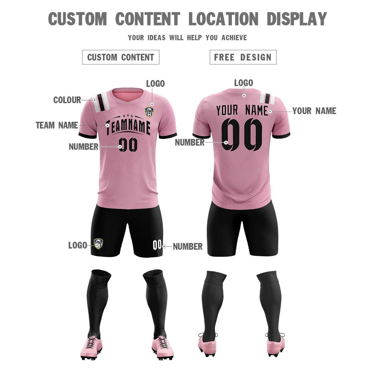 Custom Pink Striped Sportswear Football Kit Jersey For Adults