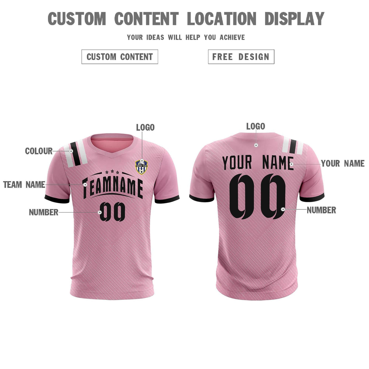Custom Pink Striped Sportswear Football Kit Jersey For Adults