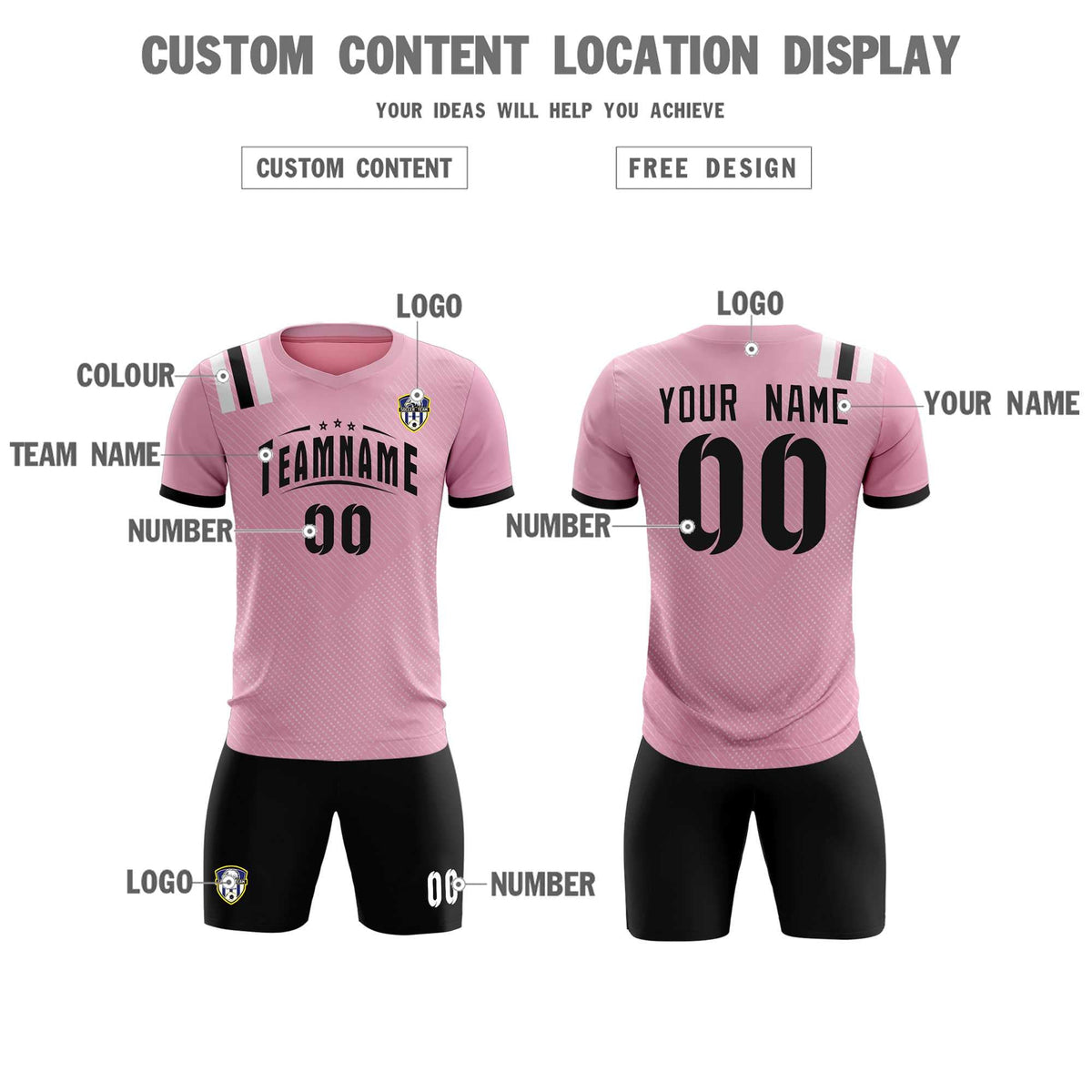 Custom Pink Striped Sportswear Football Kit Jersey For Adults