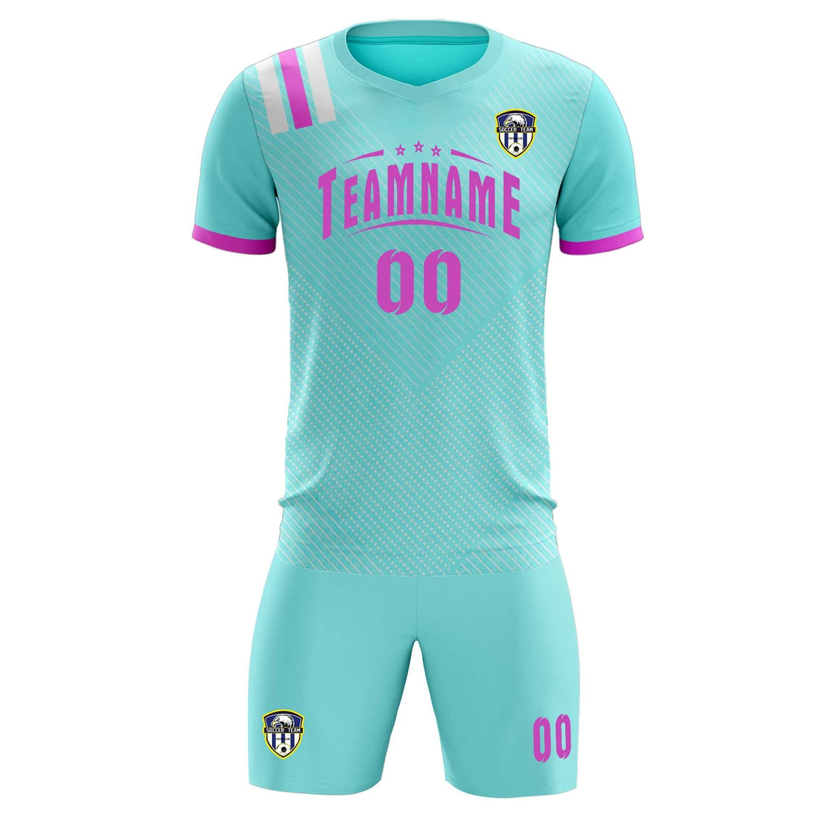 Custom Light Blue Striped Sportswear Football Kit Jersey For Adults