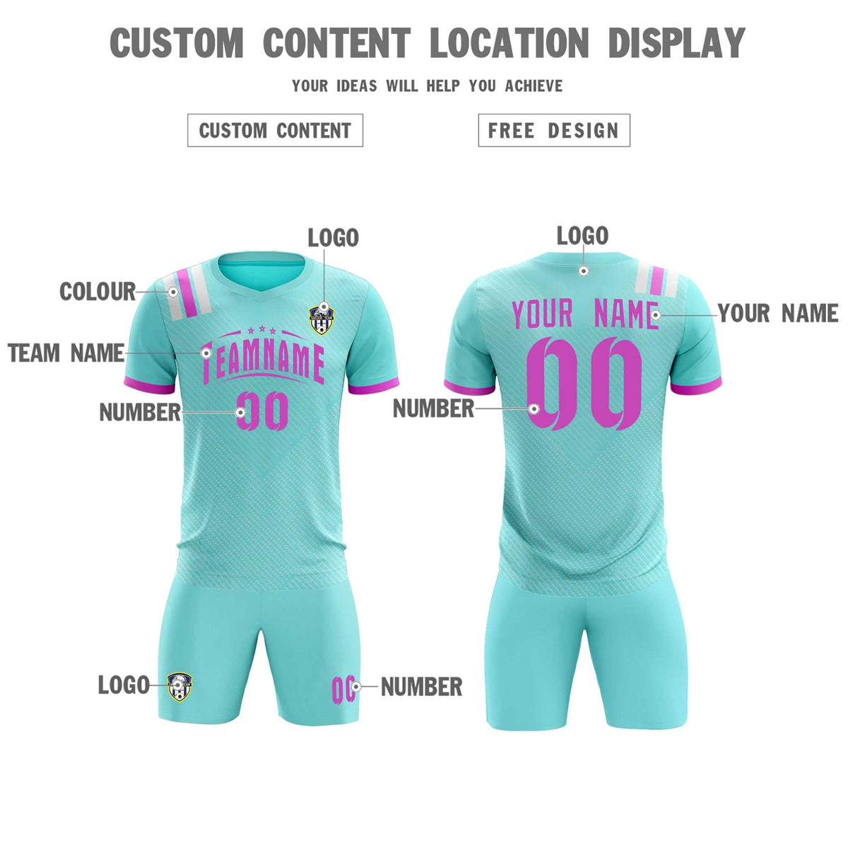 Custom Light Blue Striped Sportswear Football Kit Jersey For Adults