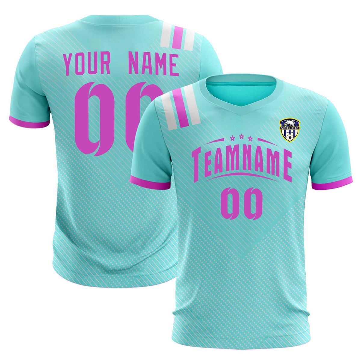 Custom Light Blue Striped Sportswear Football Kit Jersey For Adults