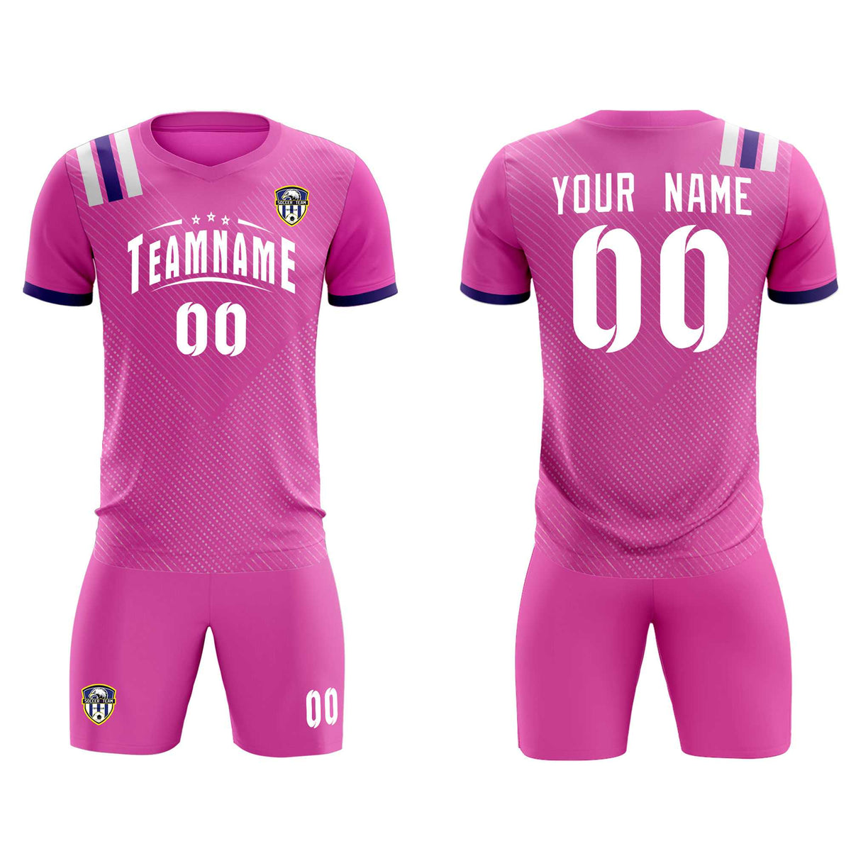 Custom Light Red Striped Sportswear Football Kit Jersey For Adults