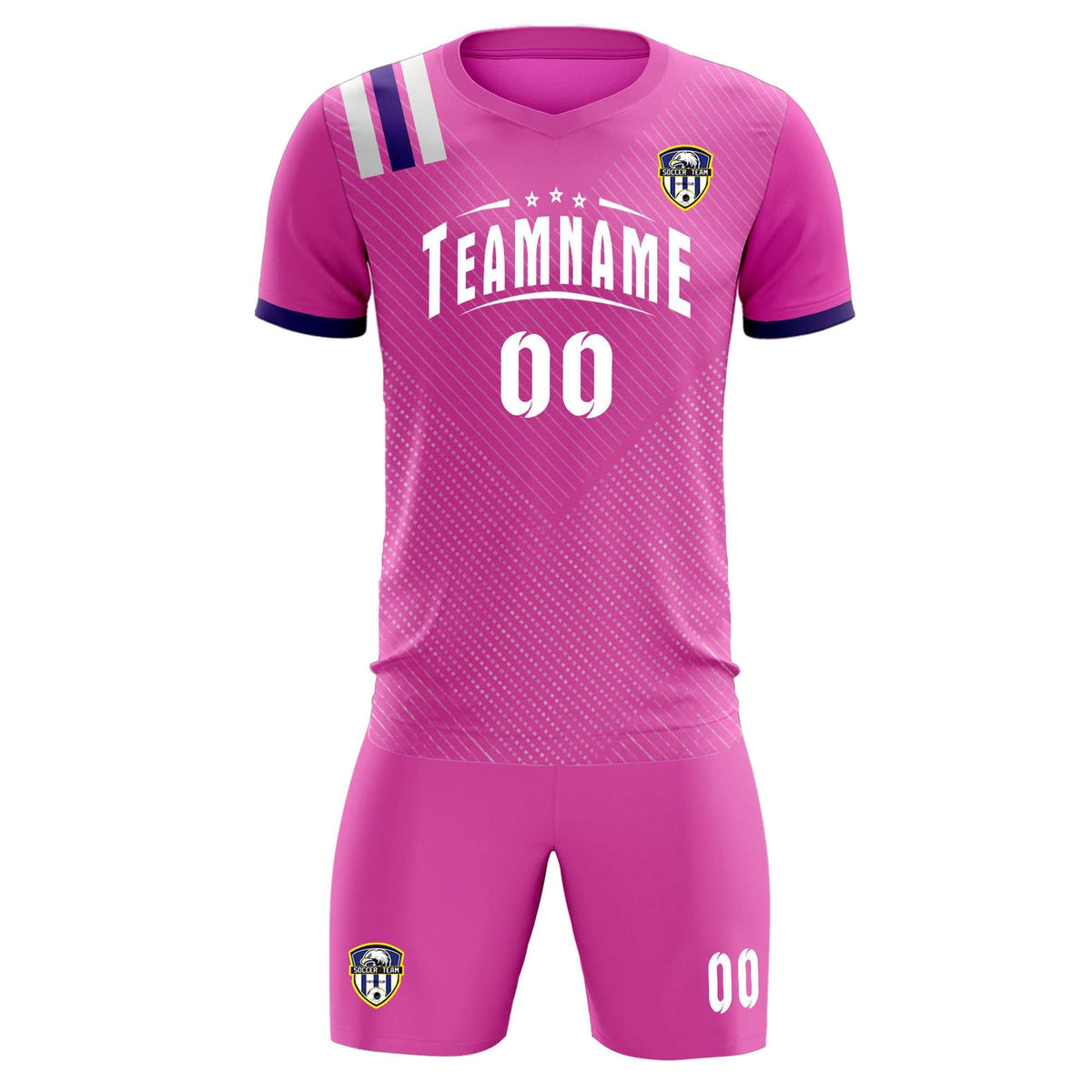 Custom Light Red Striped Sportswear Football Kit Jersey For Adults