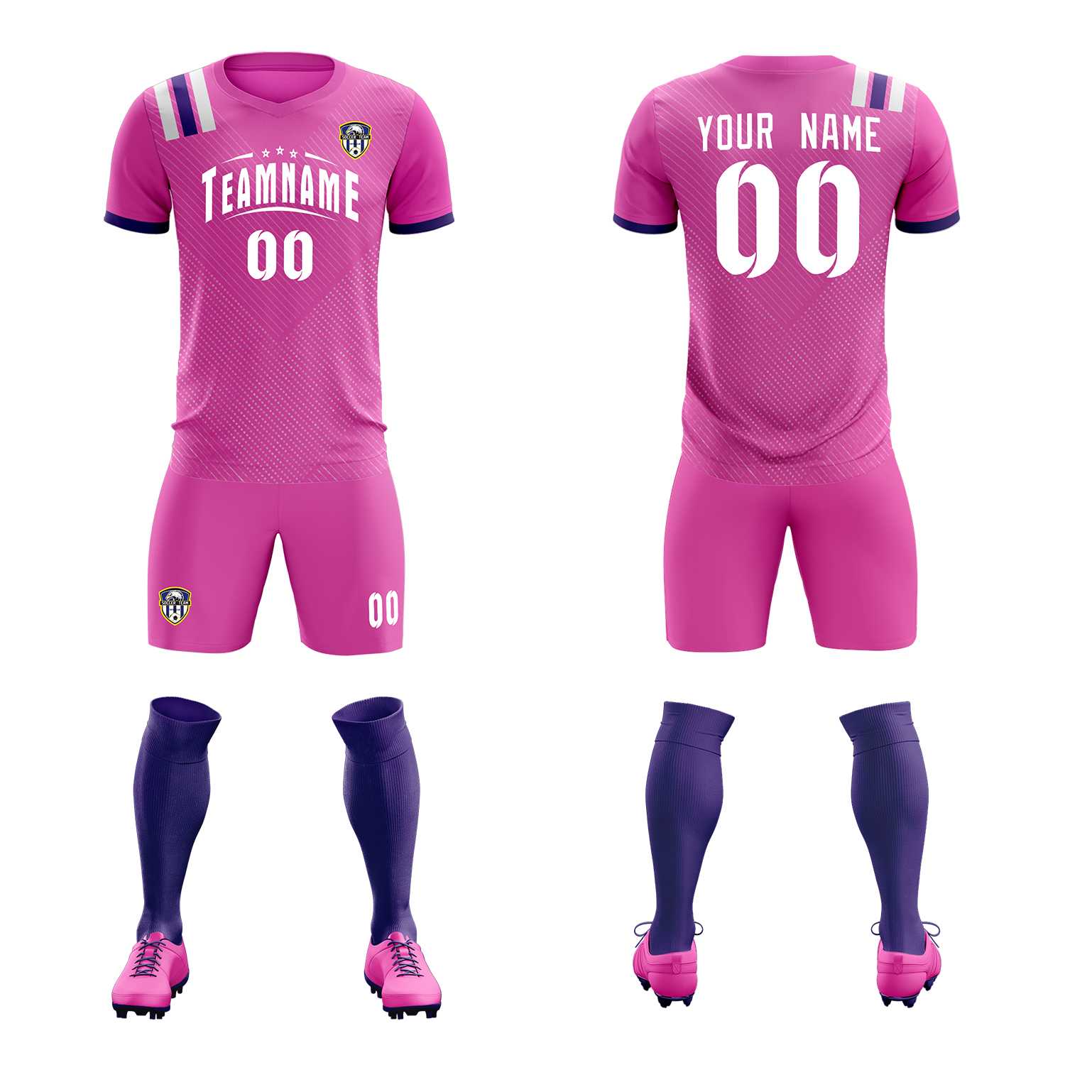 Custom Light Red Striped Sportswear Football Kit Jersey For Adults